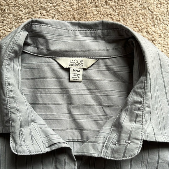 Jacob Connexion Grey/Silver Striped Fitted Button Down Collared Blouse - Picture 5 of 11